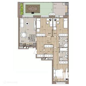 3-к квартира, вторичка, 119м2, 1/9 этаж