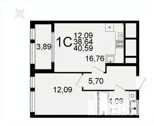 1-к квартира, вторичка, 41м2, 18/26 этаж
