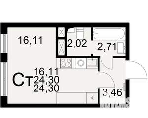 1-к квартира, вторичка, 24м2, 2/25 этаж