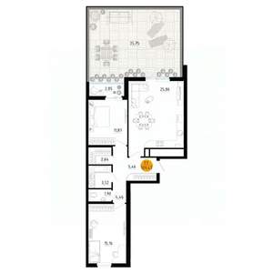 2-к квартира, вторичка, 110м2, 1/18 этаж