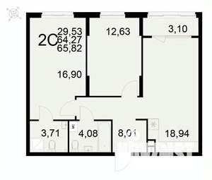 2-к квартира, вторичка, 66м2, 2/22 этаж
