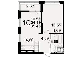 1-к квартира, вторичка, 34м2, 25/25 этаж