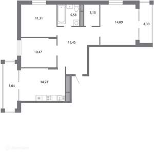 3-к квартира, вторичка, 80м2, 4/6 этаж