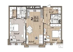 2-к квартира, вторичка, 90м2, 3/4 этаж