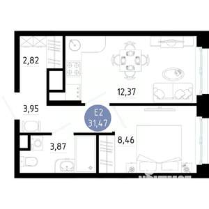 1-к квартира, вторичка, 31м2, 2/14 этаж