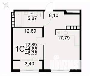 1-к квартира, вторичка, 46м2, 8/22 этаж