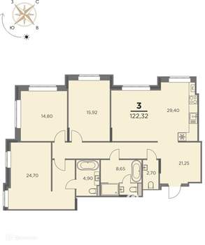 3-к квартира, вторичка, 122м2, 1/7 этаж