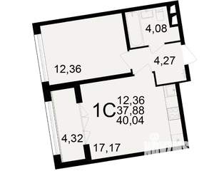 1-к квартира, вторичка, 38м2, 4/25 этаж