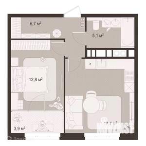 1-к квартира, вторичка, 46м2, 6/9 этаж