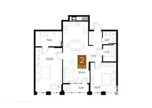 2-к квартира, вторичка, 95м2, 4/9 этаж