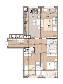 3-к квартира, вторичка, 91м2, 1/26 этаж