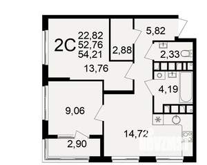 2-к квартира, вторичка, 53м2, 20/21 этаж