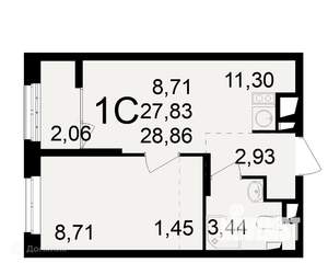 1-к квартира, вторичка, 29м2, 4/11 этаж