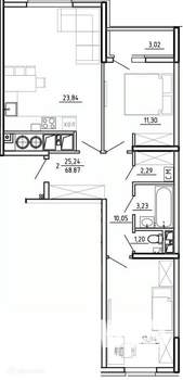 2-к квартира, вторичка, 69м2, 10/26 этаж