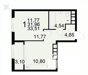 1-к квартира, вторичка, 34м2, 8/22 этаж