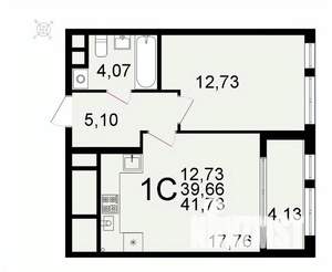 1-к квартира, вторичка, 42м2, 21/26 этаж