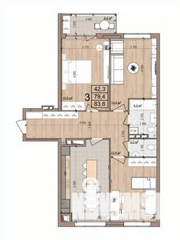 3-к квартира, вторичка, 84м2, 15/17 этаж