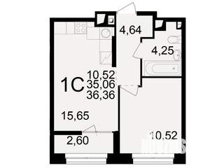 1-к квартира, вторичка, 35м2, 3/25 этаж