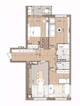 3-к квартира, вторичка, 84м2, 13/17 этаж