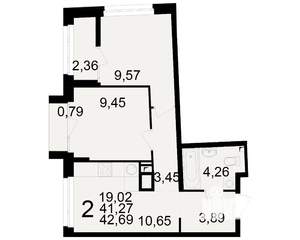 2-к квартира, вторичка, 41м2, 10/25 этаж
