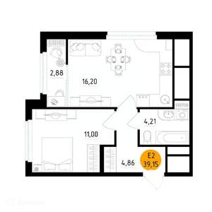 1-к квартира, вторичка, 39м2, 12/26 этаж