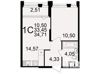 1-к квартира, вторичка, 33м2, 2/25 этаж