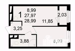 1-к квартира, вторичка, 29м2, 22/24 этаж