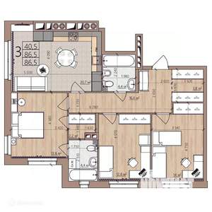 3-к квартира, вторичка, 87м2, 2/9 этаж