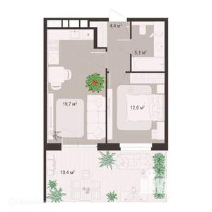 1-к квартира, вторичка, 61м2, 1/9 этаж