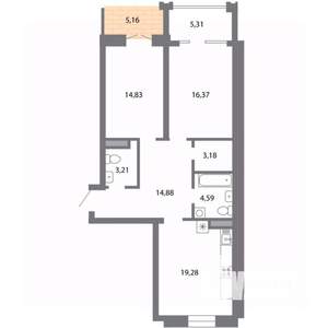 2-к квартира, строящийся дом, 81м2, 1/5 этаж