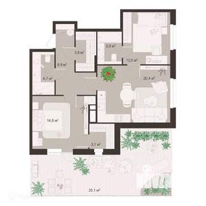 2-к квартира, вторичка, 109м2, 1/9 этаж