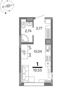 1-к квартира, вторичка, 20м2, 5/25 этаж