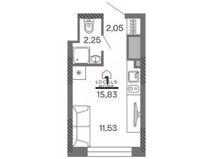 Студия квартира, вторичка, 16м2, 15/25 этаж