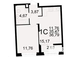 1-к квартира, вторичка, 35м2, 2/25 этаж