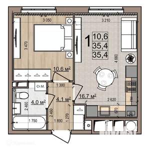 1-к квартира, вторичка, 35м2, 15/26 этаж