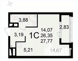 1-к квартира, вторичка, 28м2, 18/24 этаж