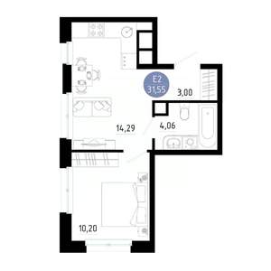 1-к квартира, вторичка, 32м2, 3/14 этаж