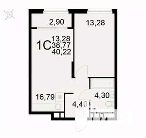 1-к квартира, вторичка, 40м2, 5/22 этаж