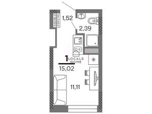 Студия квартира, вторичка, 15м2, 24/25 этаж