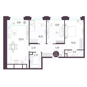 3-к квартира, вторичка, 82м2, 3/18 этаж