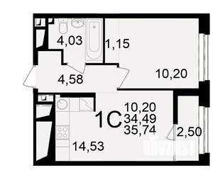 1-к квартира, вторичка, 34м2, 8/25 этаж