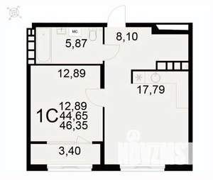 1-к квартира, вторичка, 46м2, 3/22 этаж