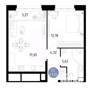 1-к квартира, вторичка, 43м2, 7/20 этаж