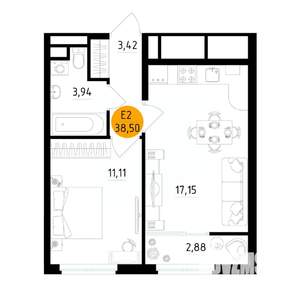 1-к квартира, вторичка, 39м2, 9/25 этаж