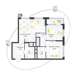 2-к квартира, вторичка, 56м2, 13/25 этаж