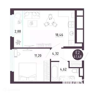 1-к квартира, вторичка, 41м2, 13/19 этаж