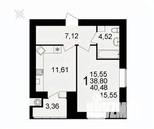 1-к квартира, вторичка, 40м2, 13/16 этаж