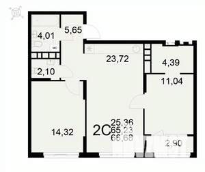 2-к квартира, вторичка, 67м2, 12/22 этаж