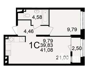 1-к квартира, вторичка, 40м2, 8/25 этаж