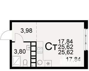1-к квартира, вторичка, 26м2, 2/22 этаж